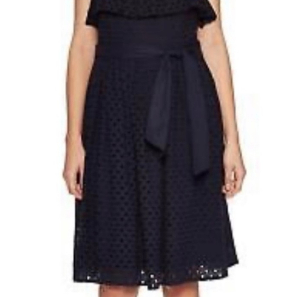 Zoe & Sam Eyelet Dress Navy Luxury Preppy Summer Feminine Vintage 1950s - Picture 4 of 16